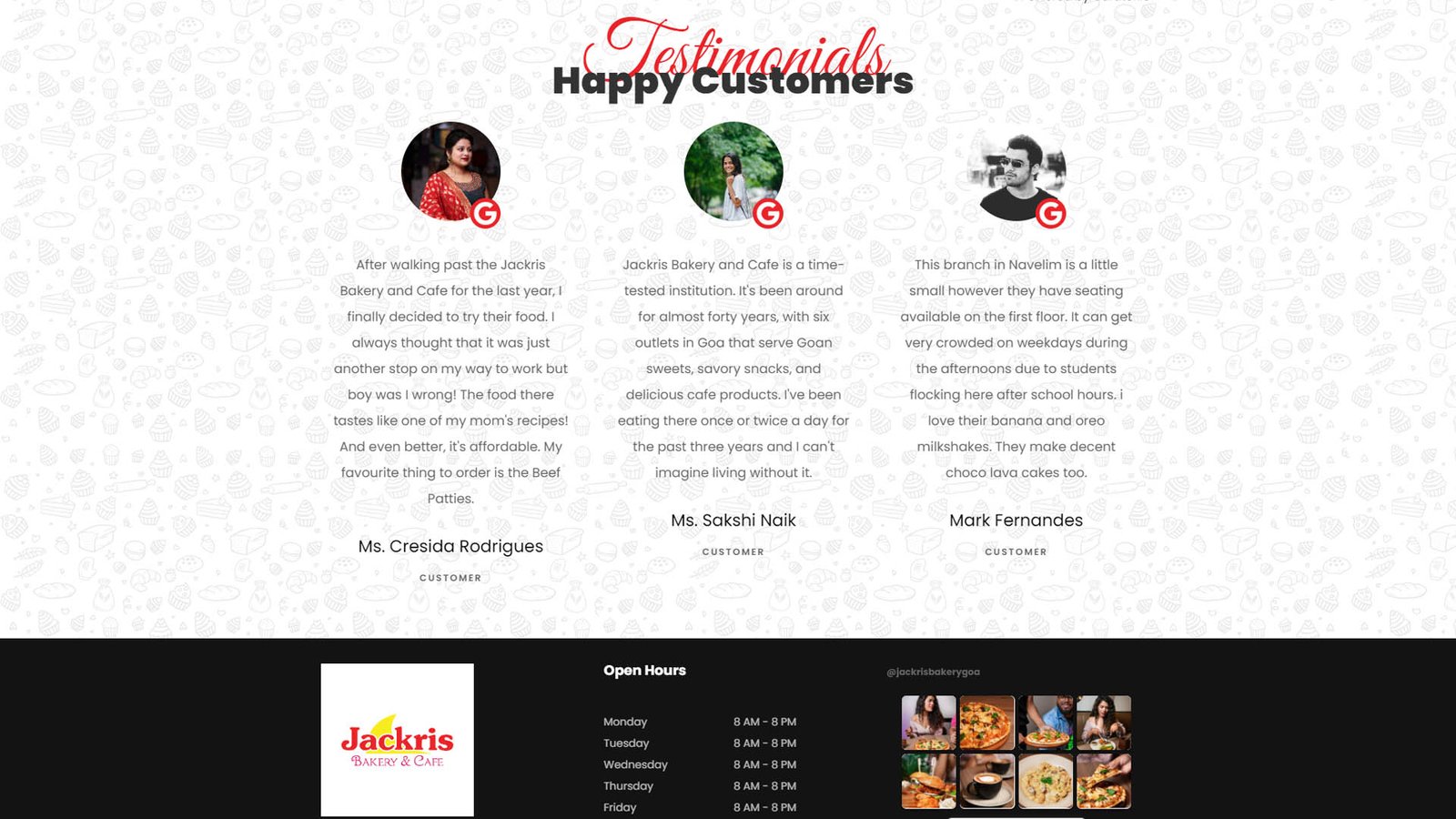 Jackris Bakery website image