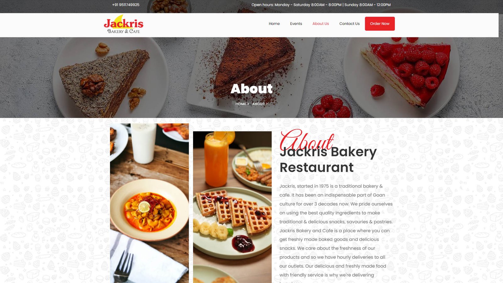 Jackris Bakery website image